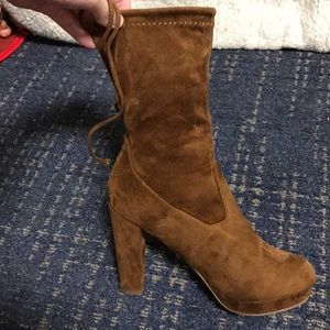 Suede Tie Up Booties